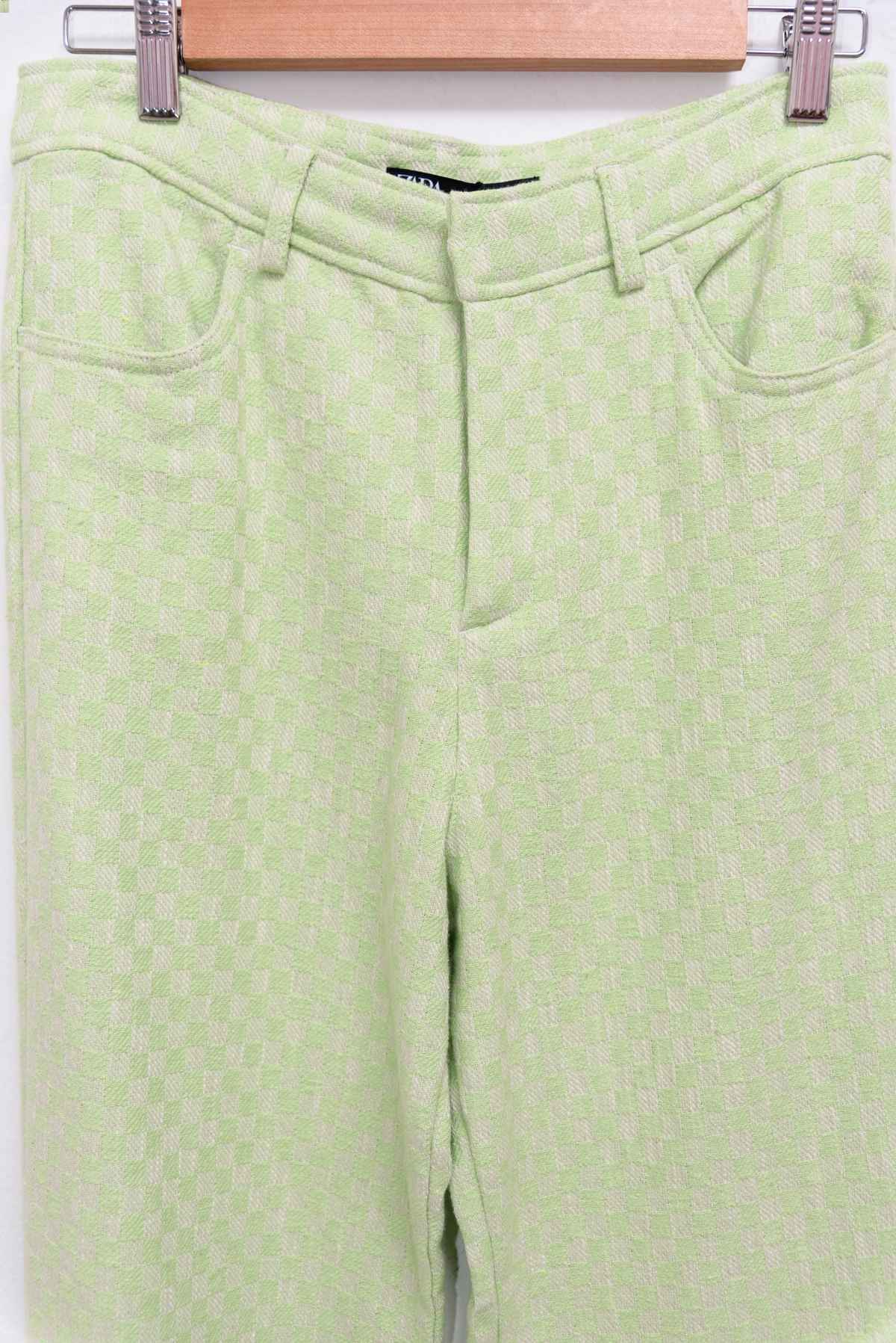 Pantalón cuadros verdes - Zara - Talla M