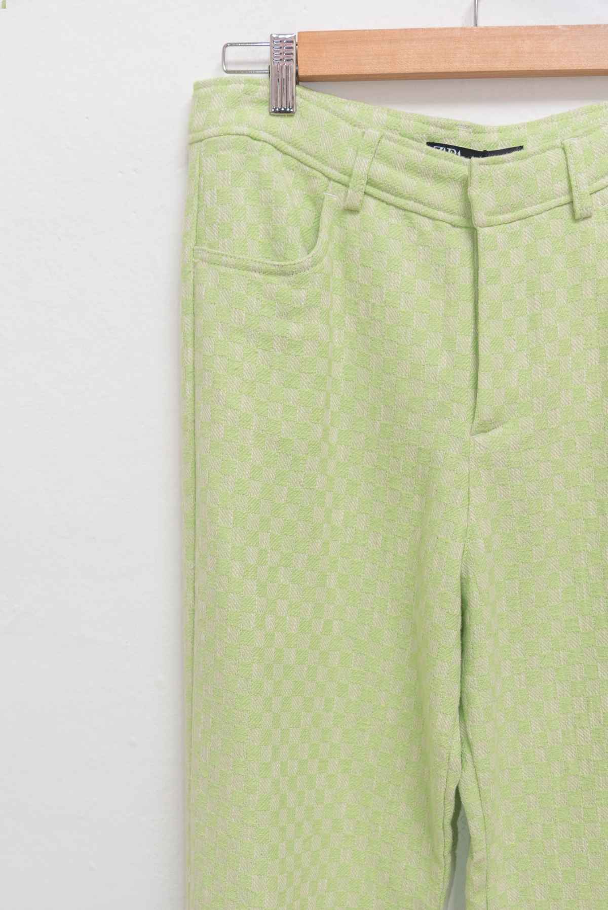 Pantalón cuadros verdes - Zara - Talla M