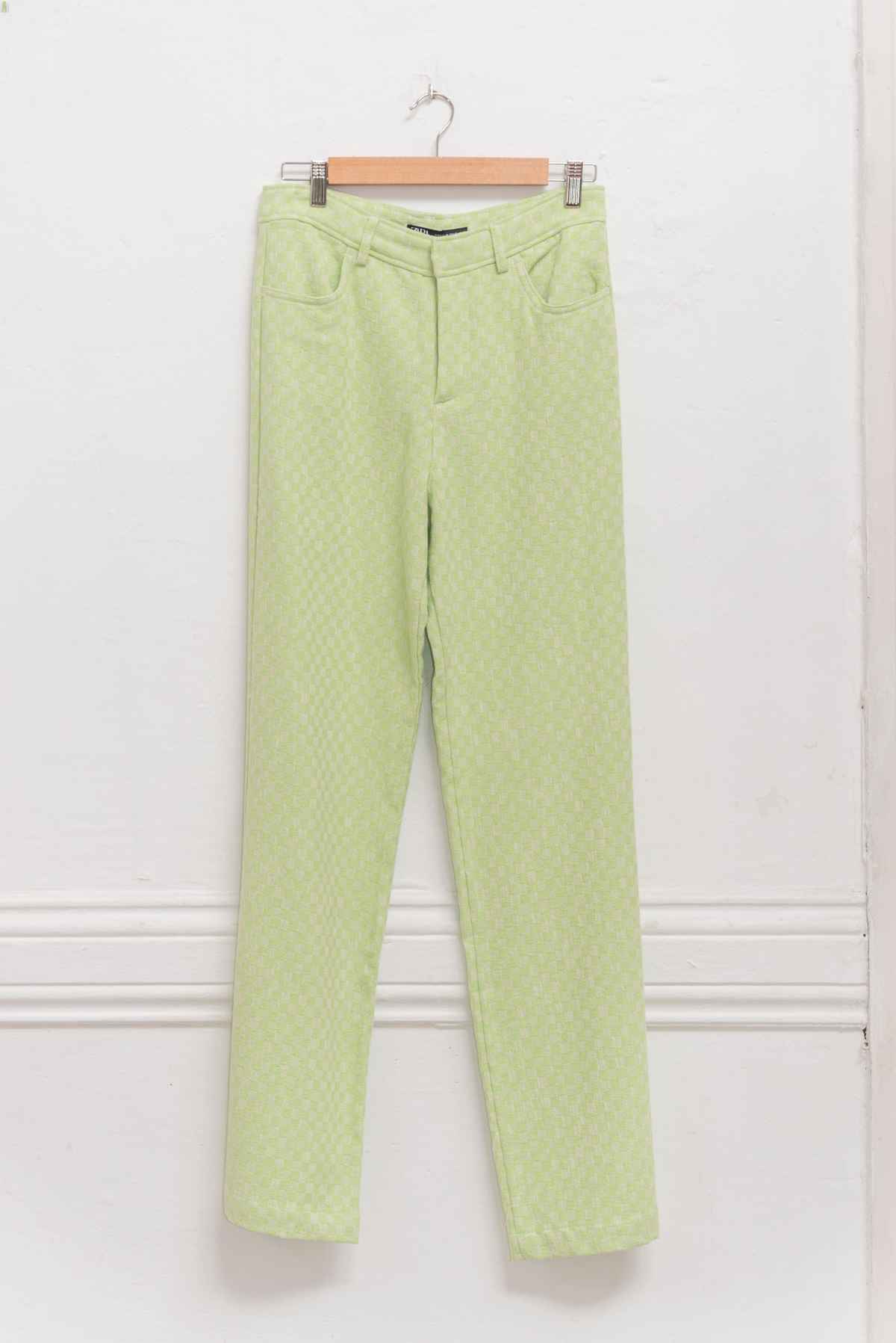 Pantalón cuadros verdes - Zara - Talla M