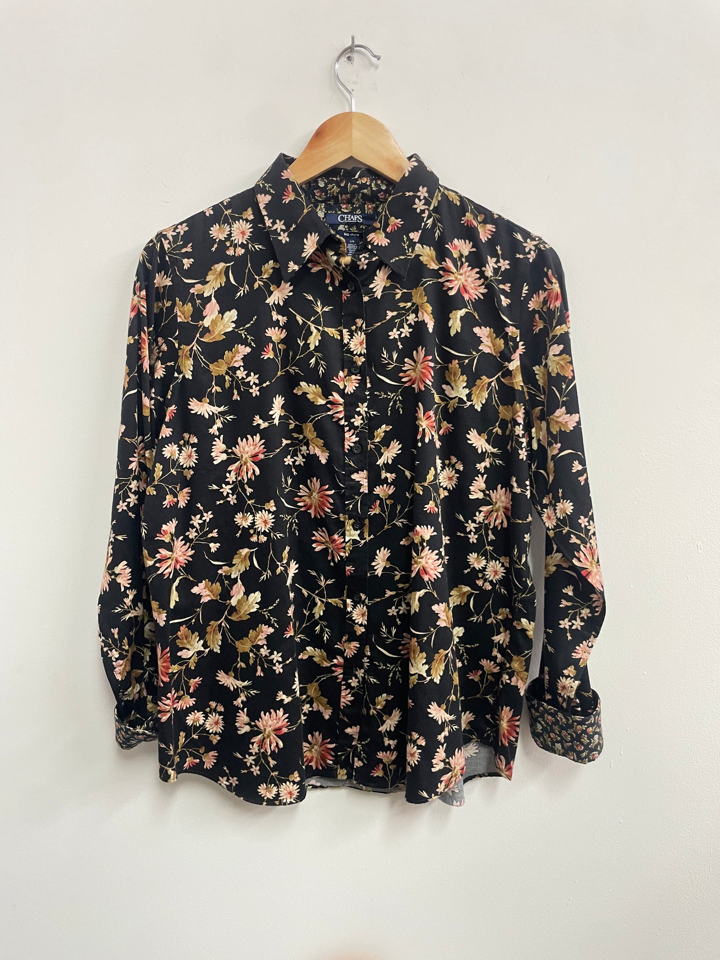 Blusa negra estampado flores - Champs - Talla L