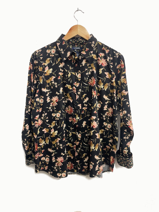 Blusa negra estampado flores - Champs - Talla L