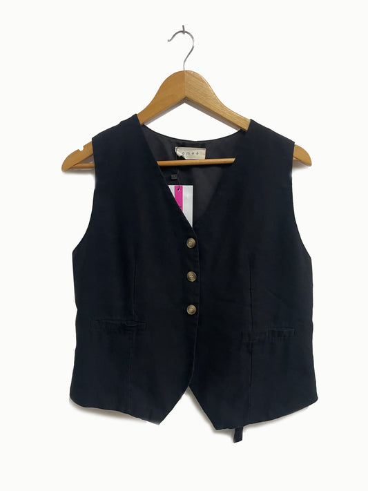 Chaleco negro botones beige - Amme - Talla One Size