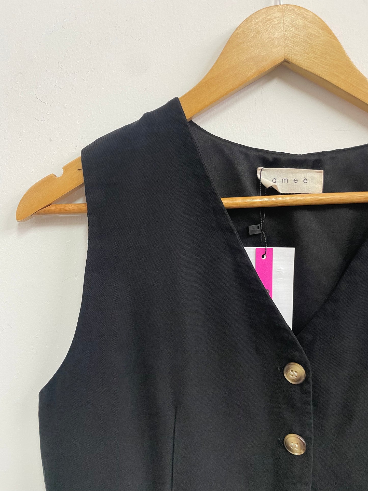 Chaleco negro botones beige - Amme - Talla One Size