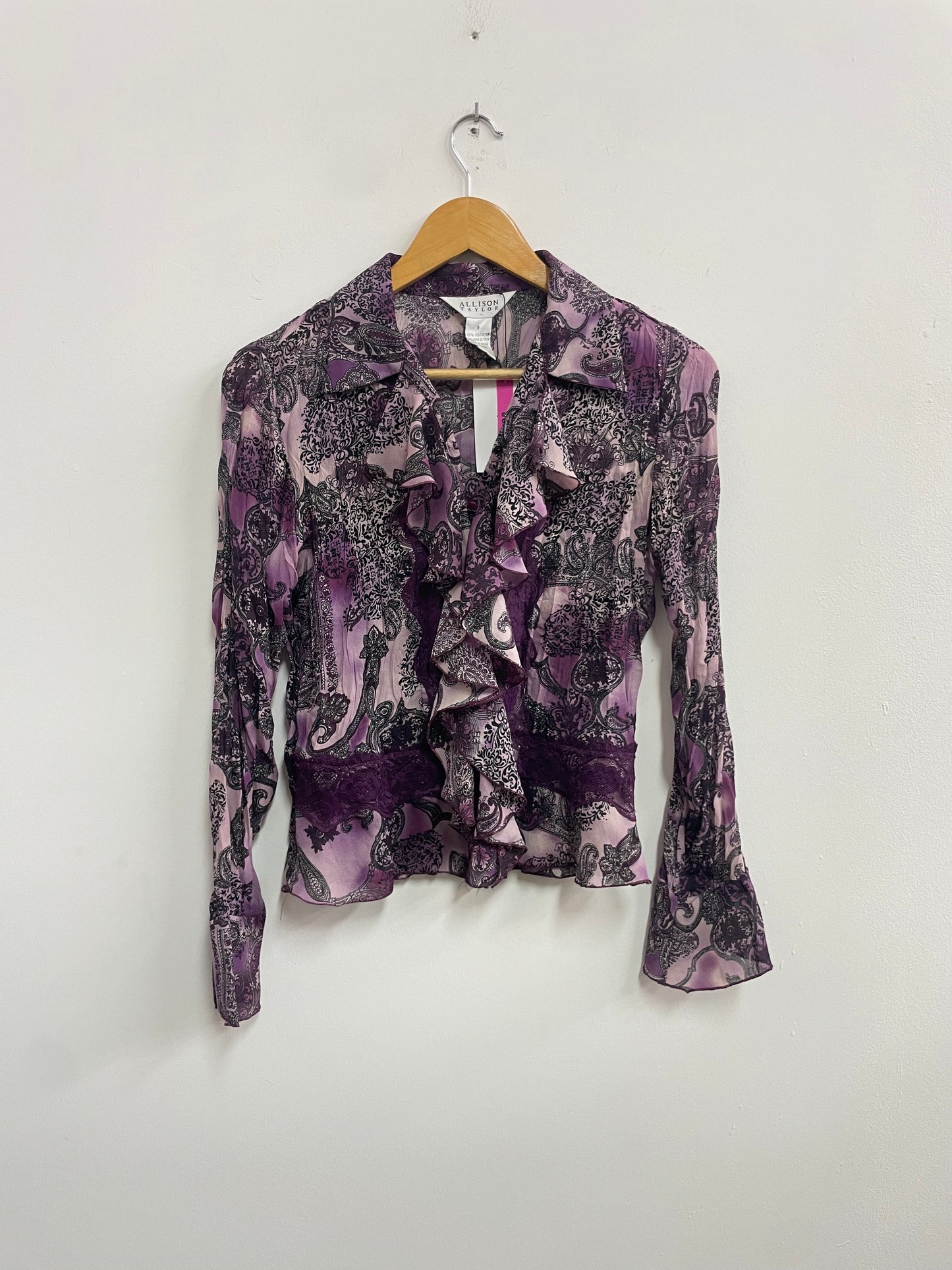 Blusa morada con detalles de encaje - Allison Taylor - Talla S