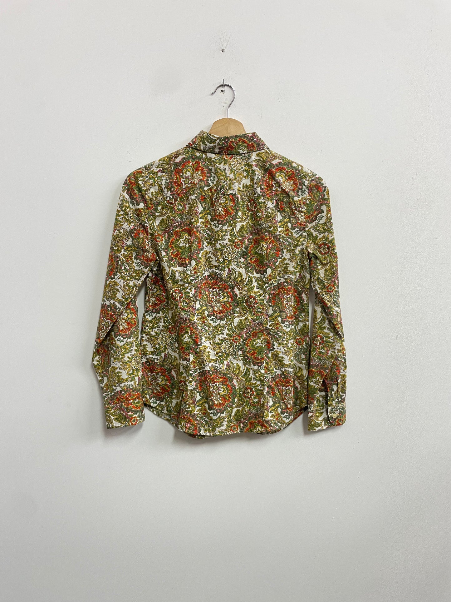 Blusa algodón estampado verde amarillo - Talbots - Talla 2P Small