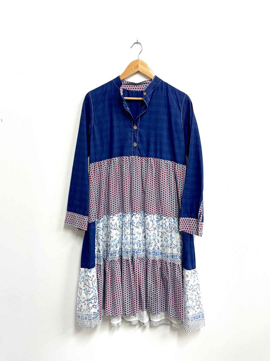 Vestido azul multiprint - Talla S