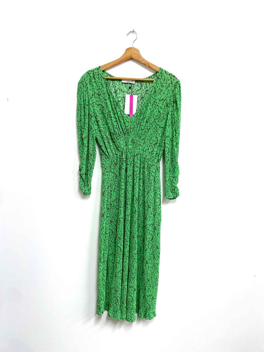Vestido verde print negro - Mango - Talla M