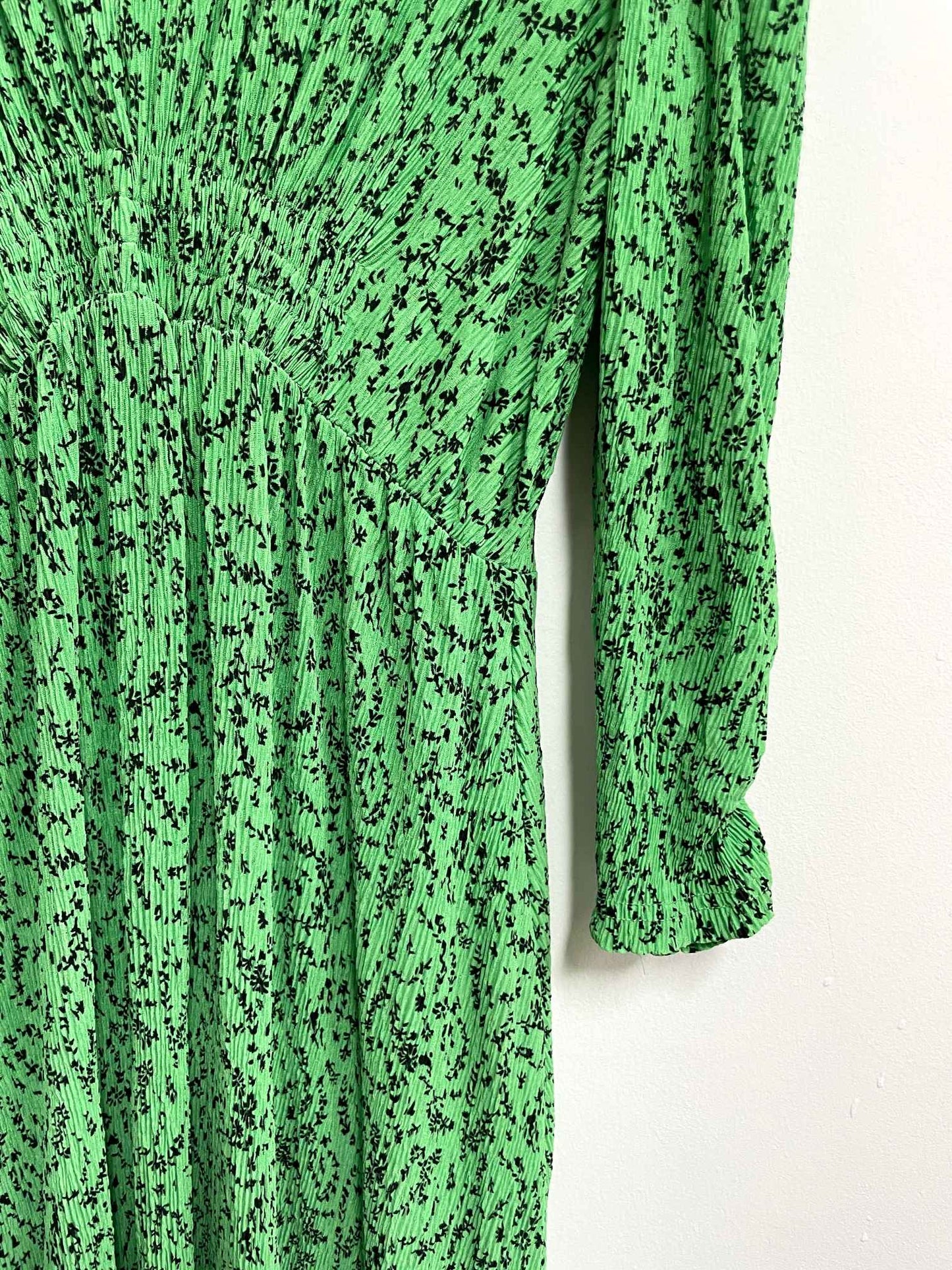 Vestido verde print negro - Mango - Talla M