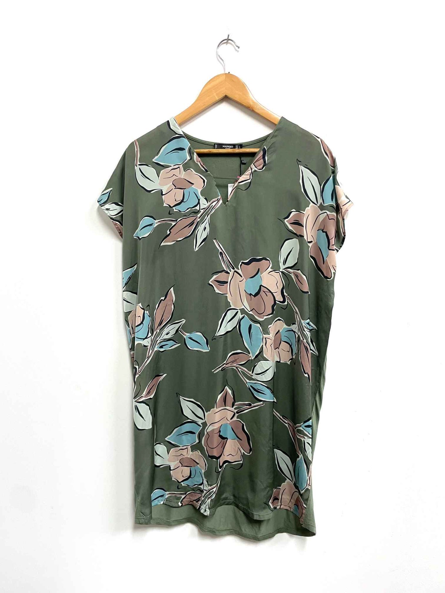 Vestido verde flores - Mango - Talla L