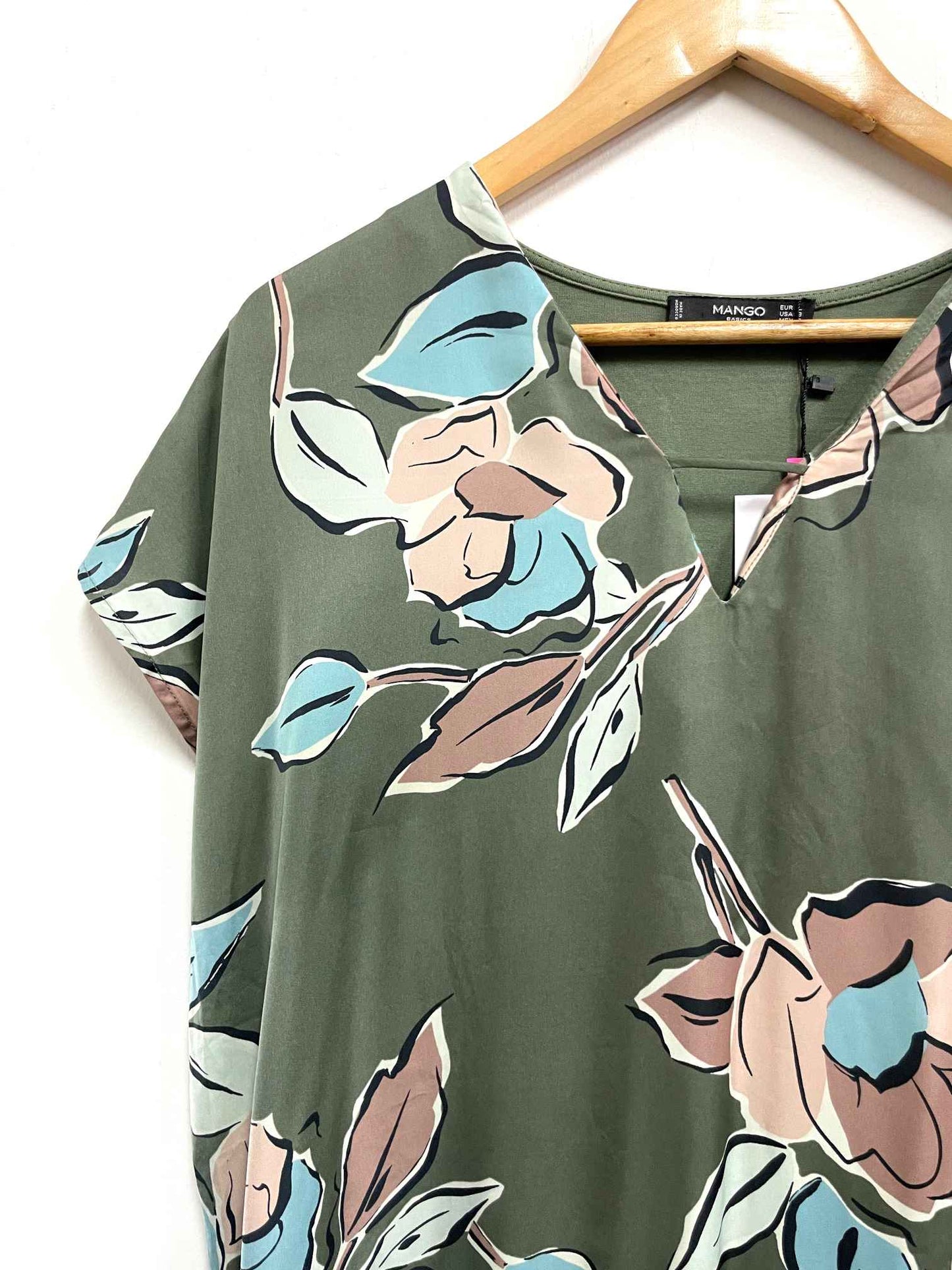 Vestido verde flores - Mango - Talla L