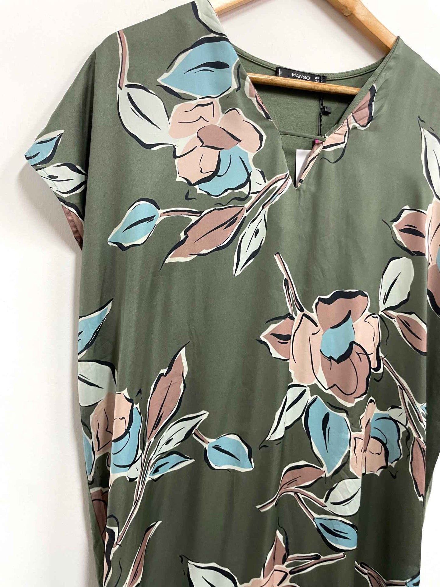 Vestido verde flores - Mango - Talla L