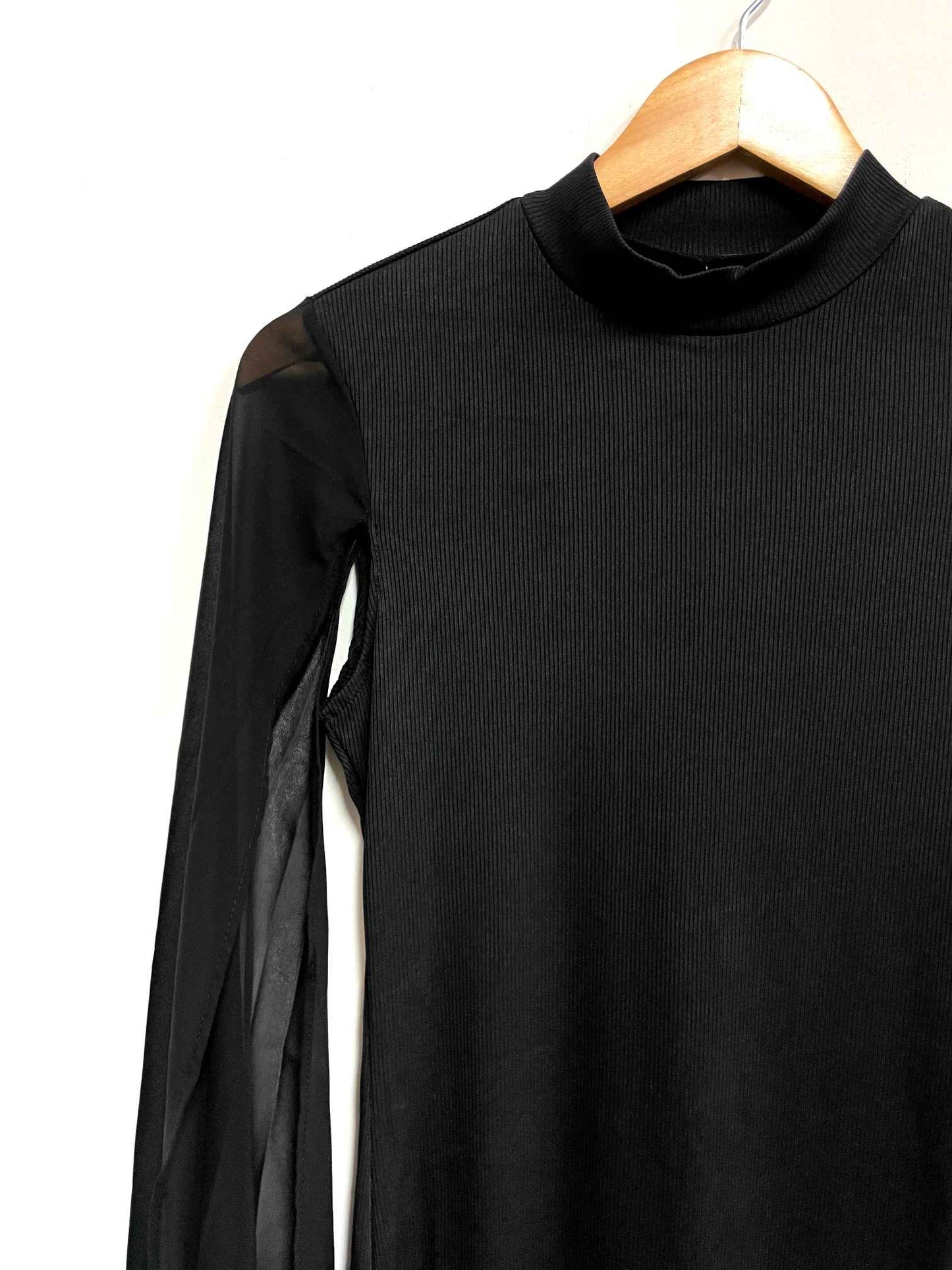 Vestido negro mangas gasa - Talla S