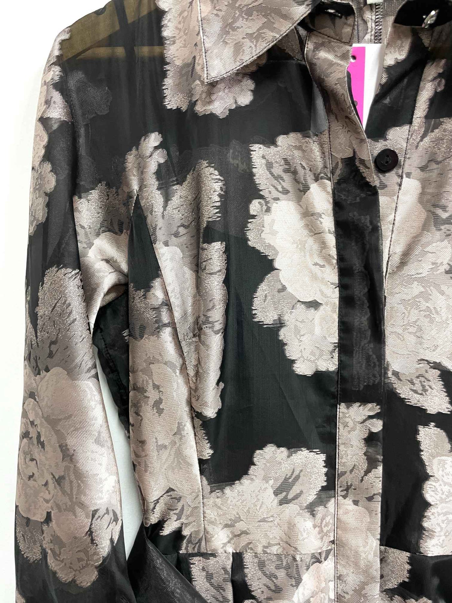 Vestido negro flores rosadas - Teri Jon - Talla S