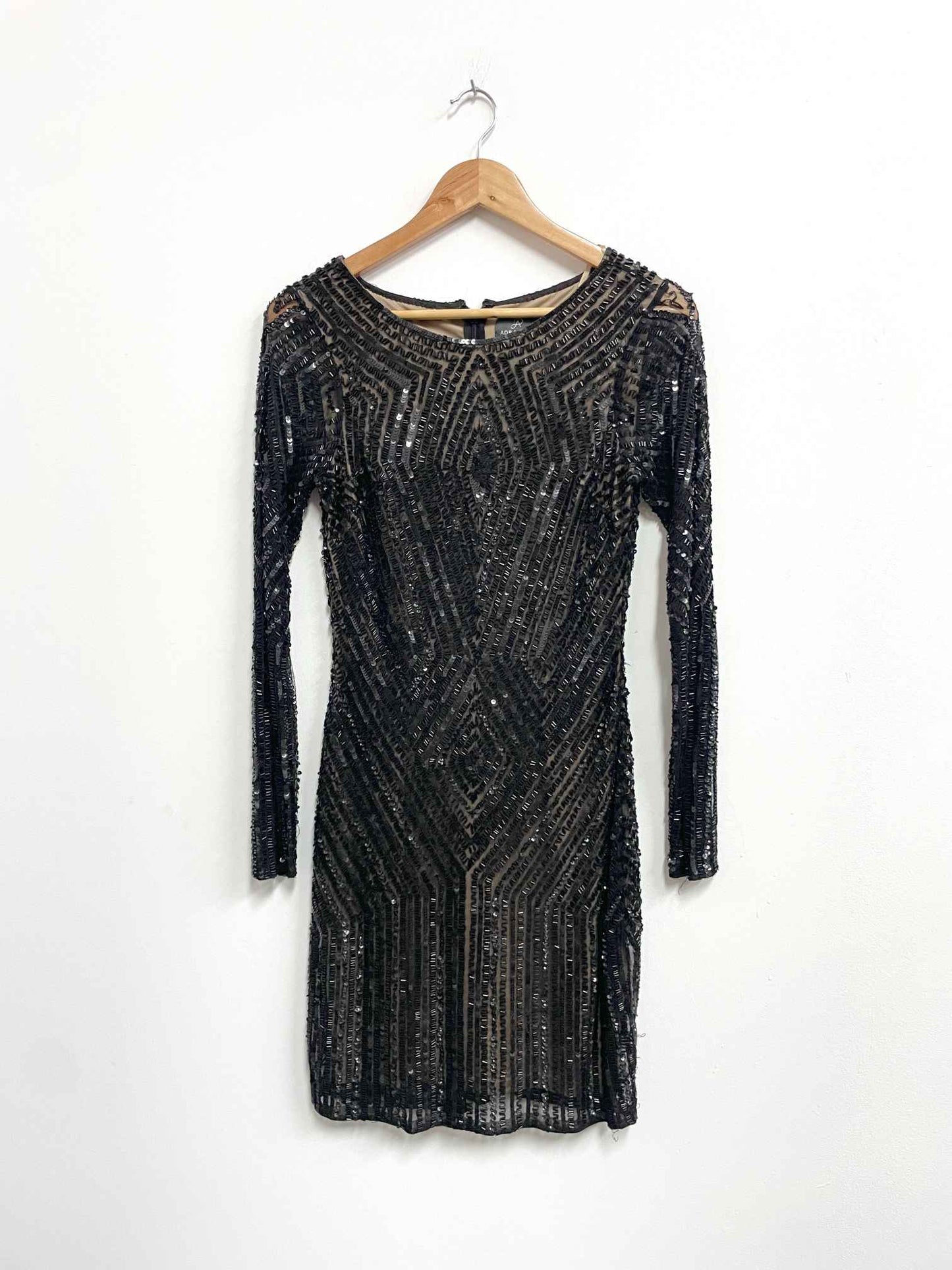 Vestido negro lentejuelas - Adriana Papell - Talla M