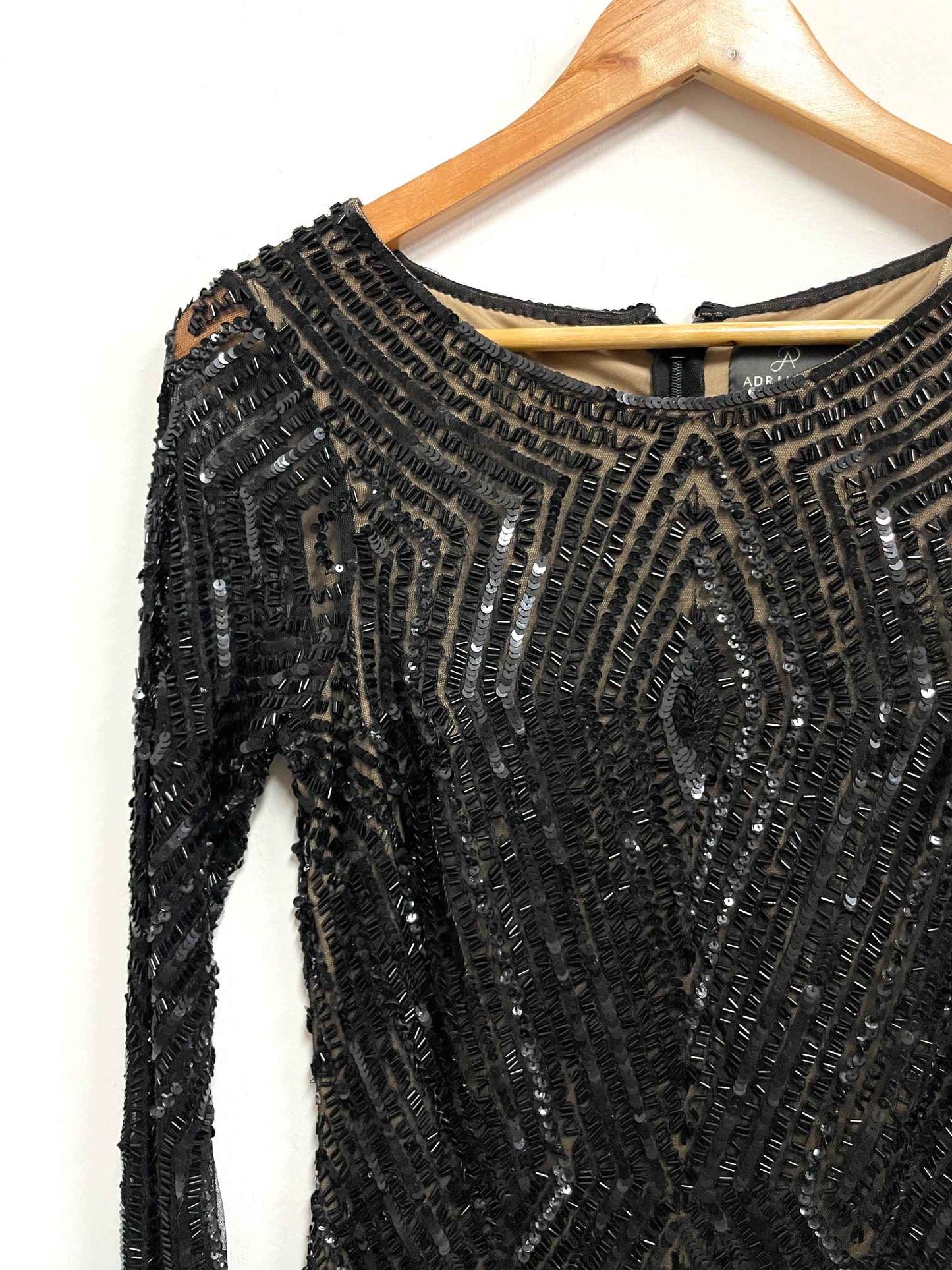 Vestido negro lentejuelas - Adriana Papell - Talla M