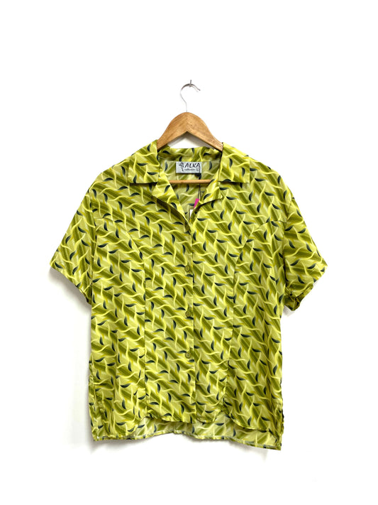 Blusa verde con hojas - Alka - Talla L