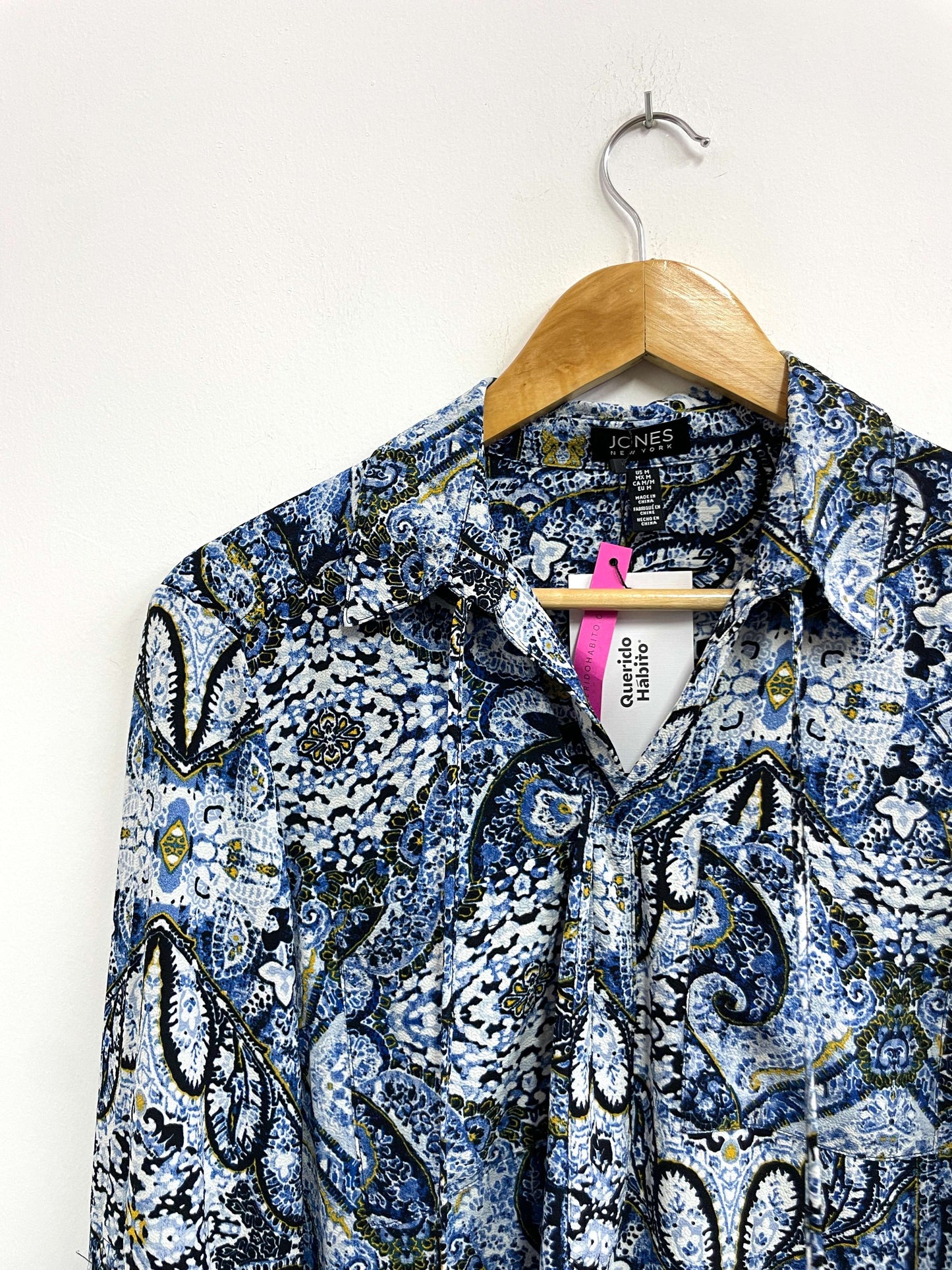 Blusa celeste print - Jones NY - Talla M