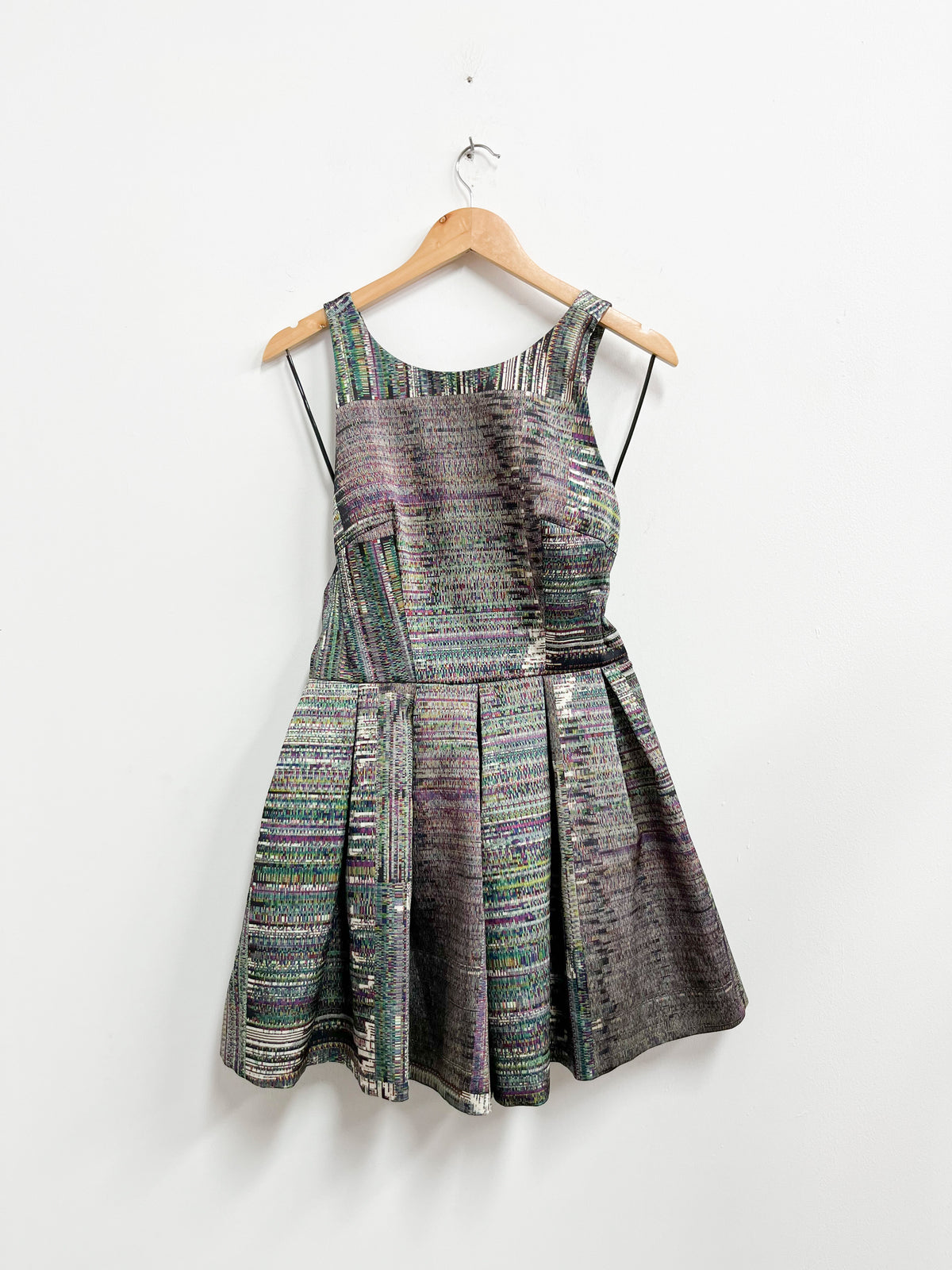 Vestido efecto glitch digital verde con morado - H&M - Talla M
