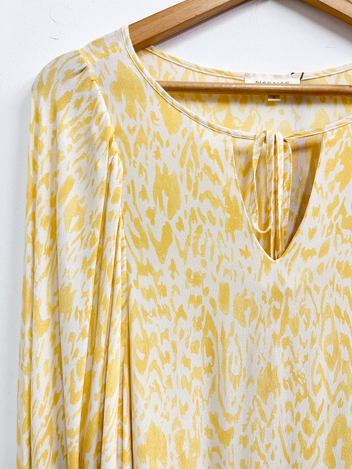 Vestido amarillo estampado - Naf Naf - Talla S