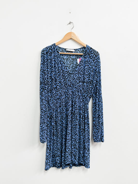 Vestido azul hojas - Mango - Talla L