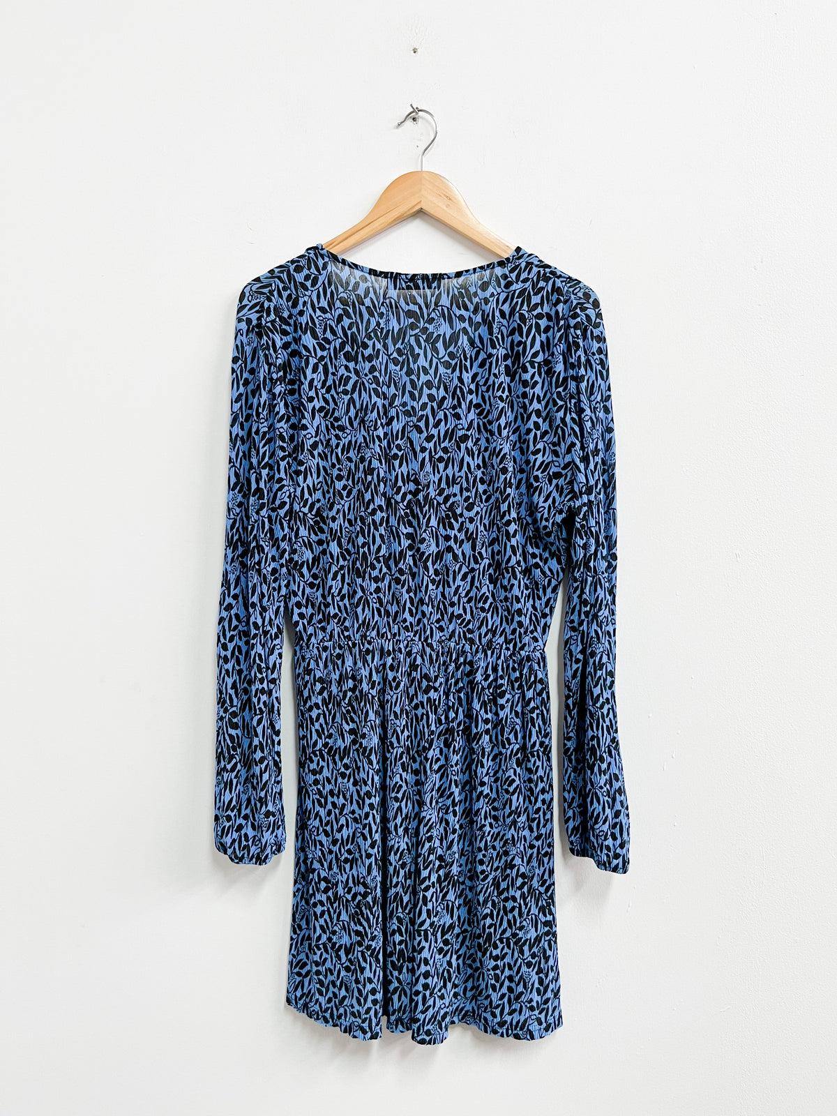 Vestido azul hojas - Mango - Talla L