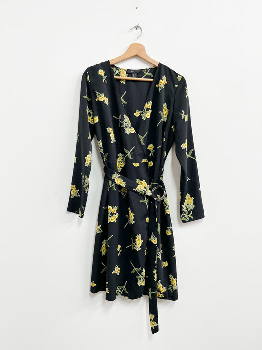 Vestido negro flores amarillas - Atmosphere - Talla M/L