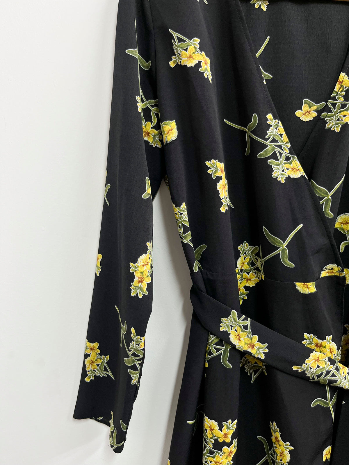 Vestido negro flores amarillas - Atmosphere - Talla M/L