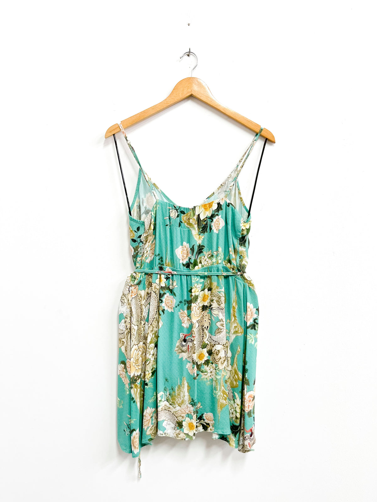 Vestido envolvente turquesa flores - Farm - Talla M
