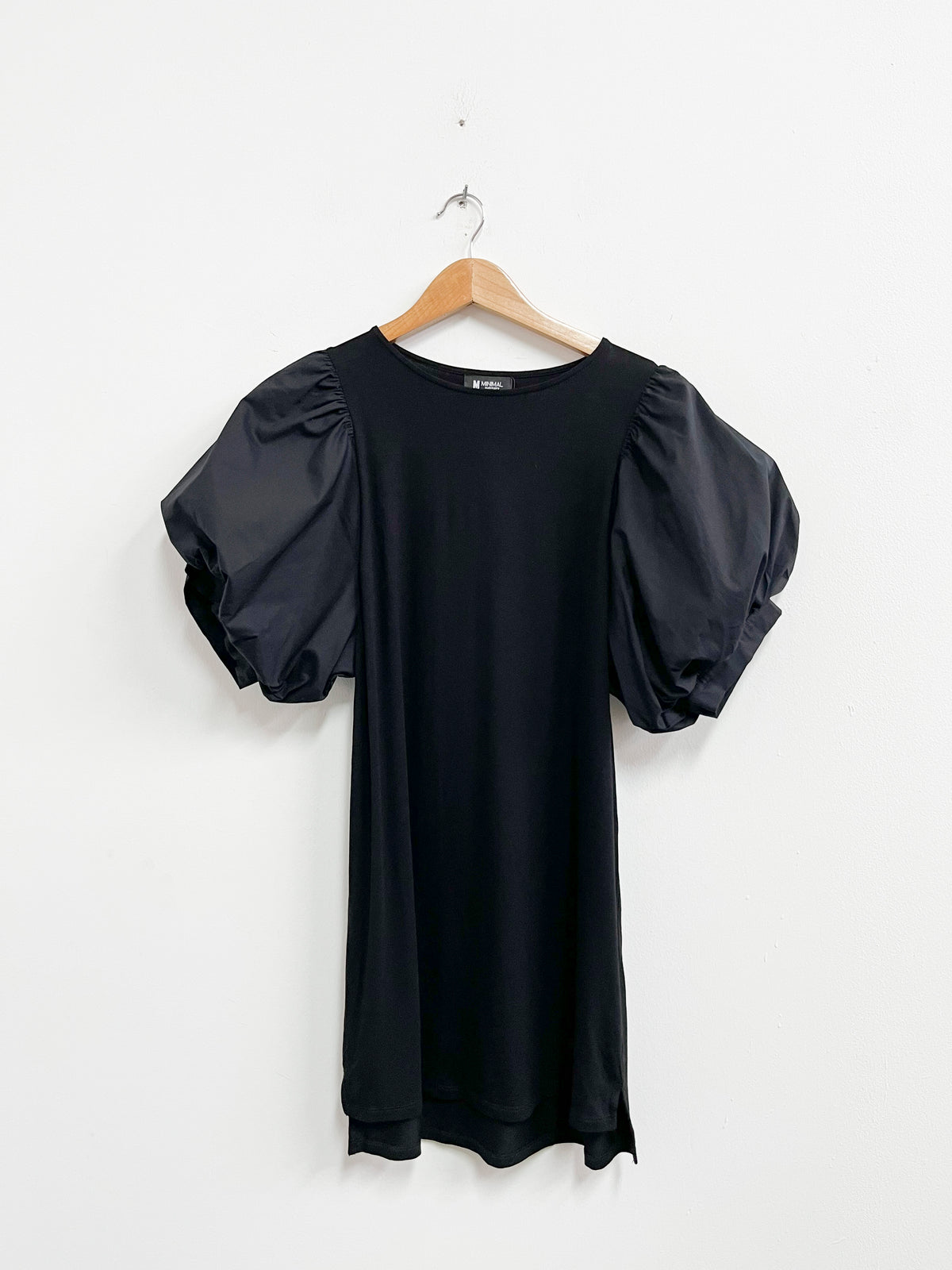 Vestido negro manga globo - Minimal - Talla S