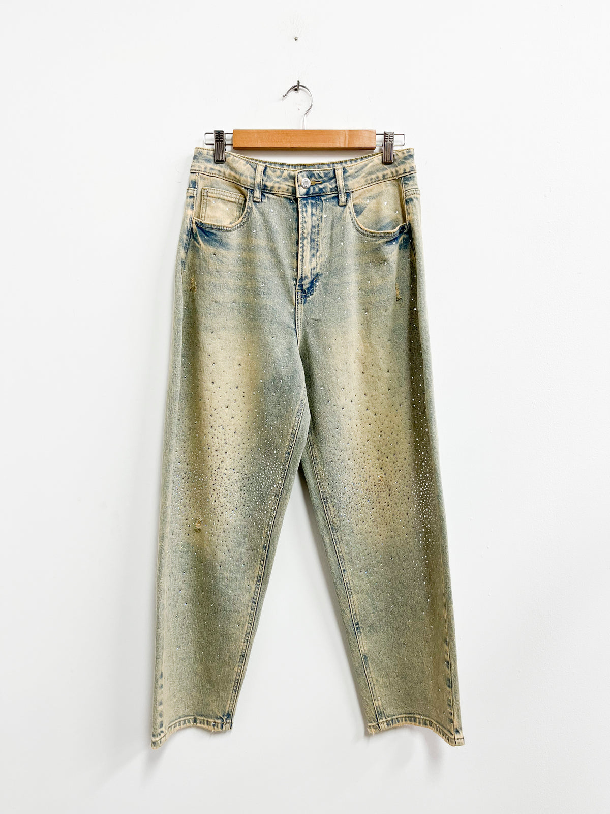 Jean efecto sucio con brillos - Amalfitana - Talla S