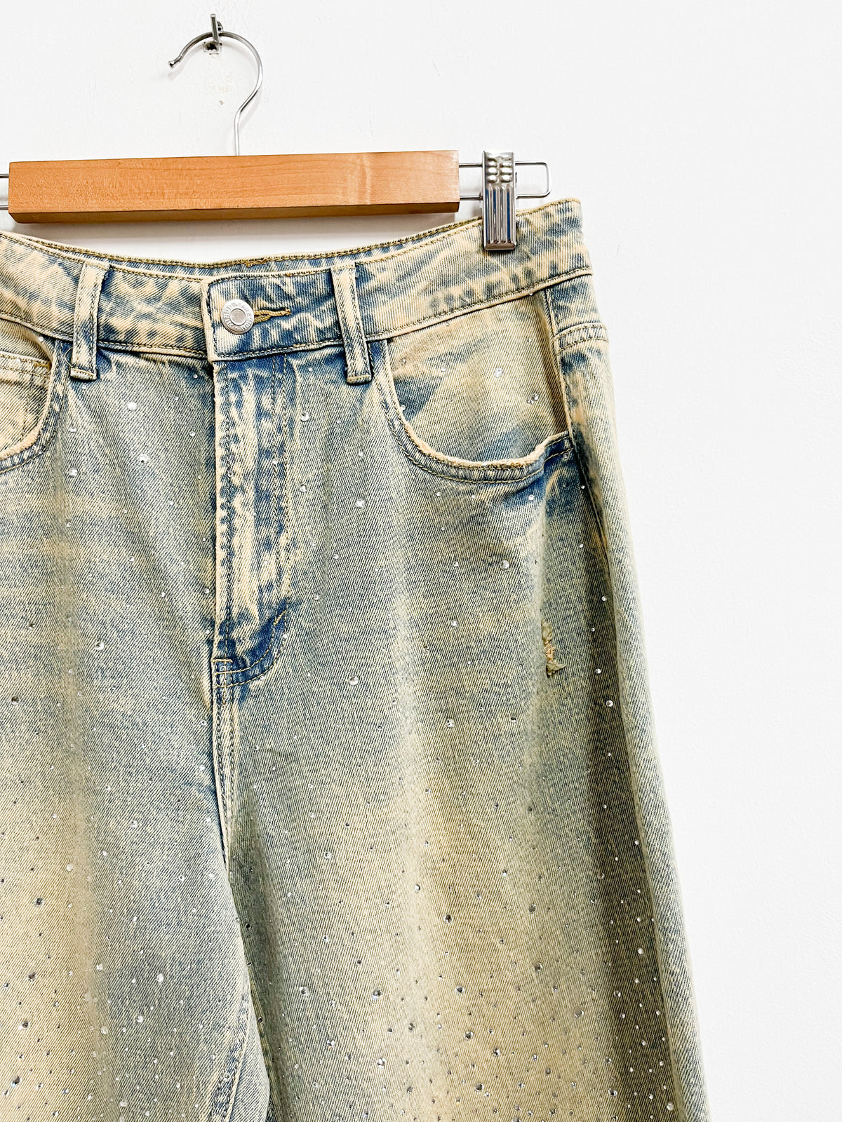 Jean efecto sucio con brillos - Amalfitana - Talla S