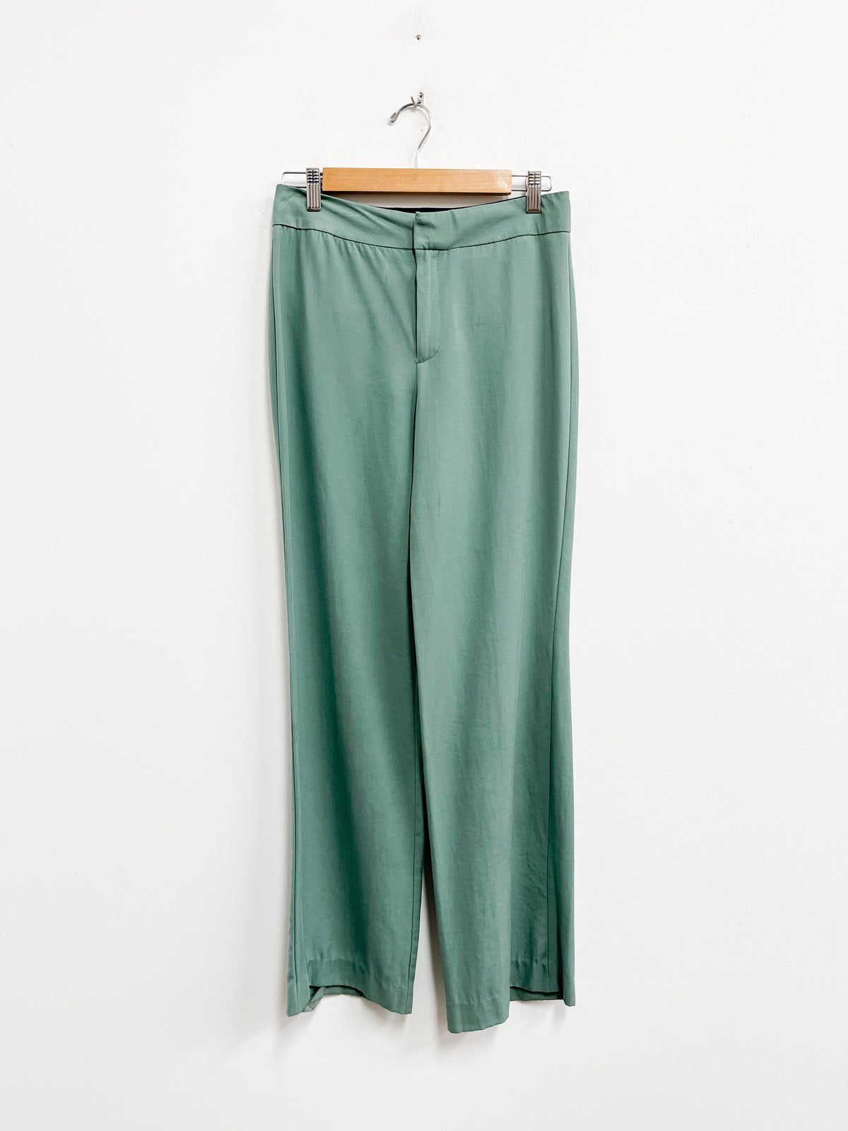 Pantalón de vestir verde ancho - Zara - Talla XS