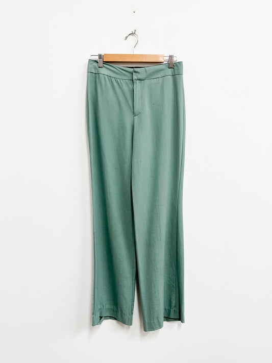 Pantalón de vestir verde ancho - Zara - Talla XS