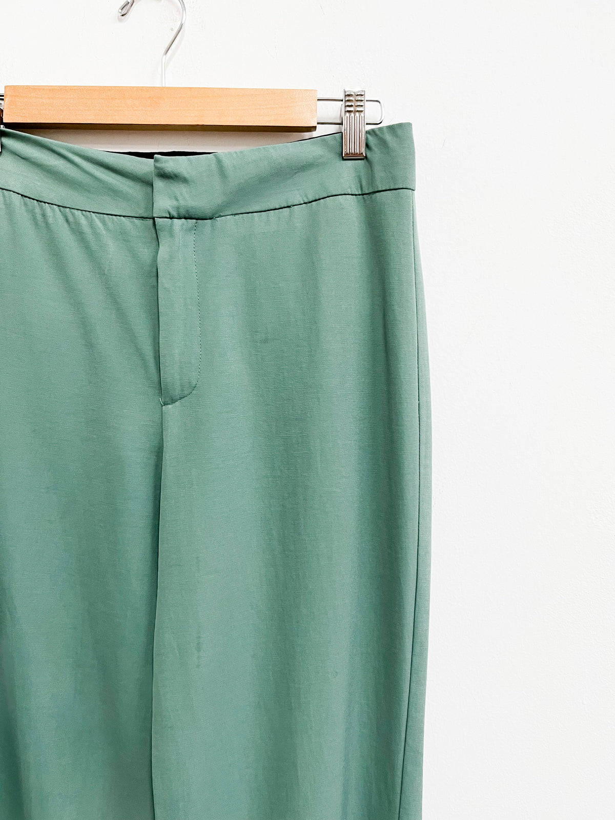 Pantalón de vestir verde ancho - Zara - Talla XS