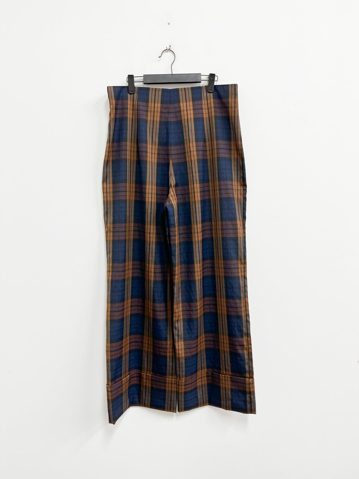Pantalon cuadros marron y azul - Zara - Talla XL