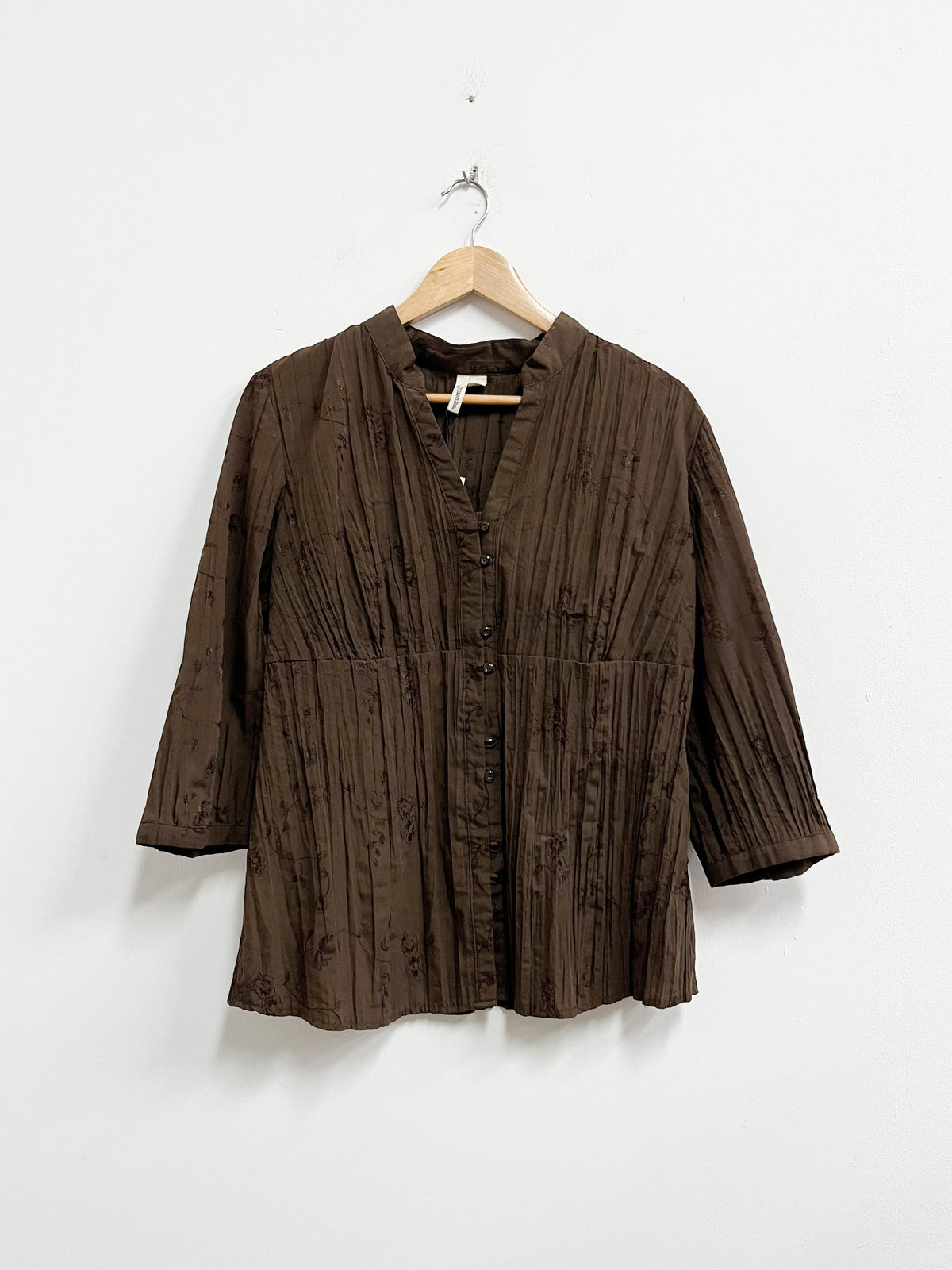 Blusa marron corrugada - St John Bay . Talla XL