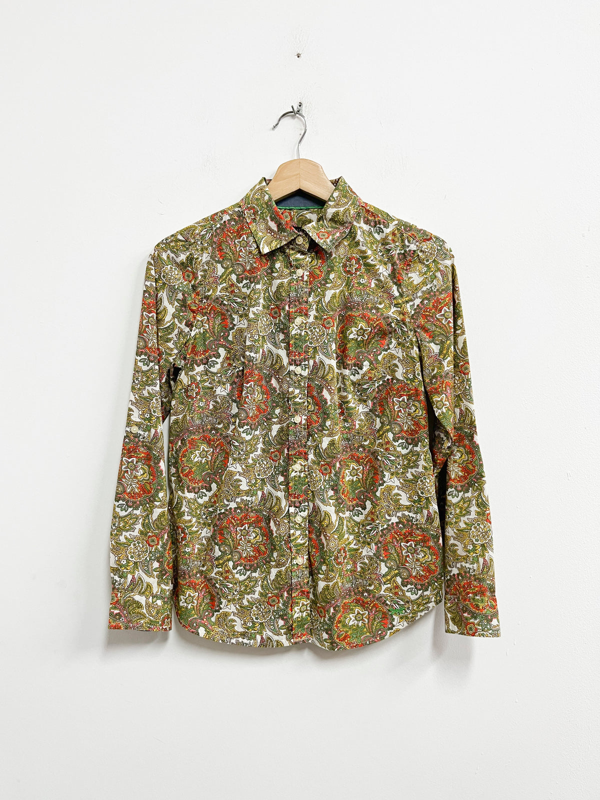 Blusa estampada verde y amarillo - Talbots - Talla XS