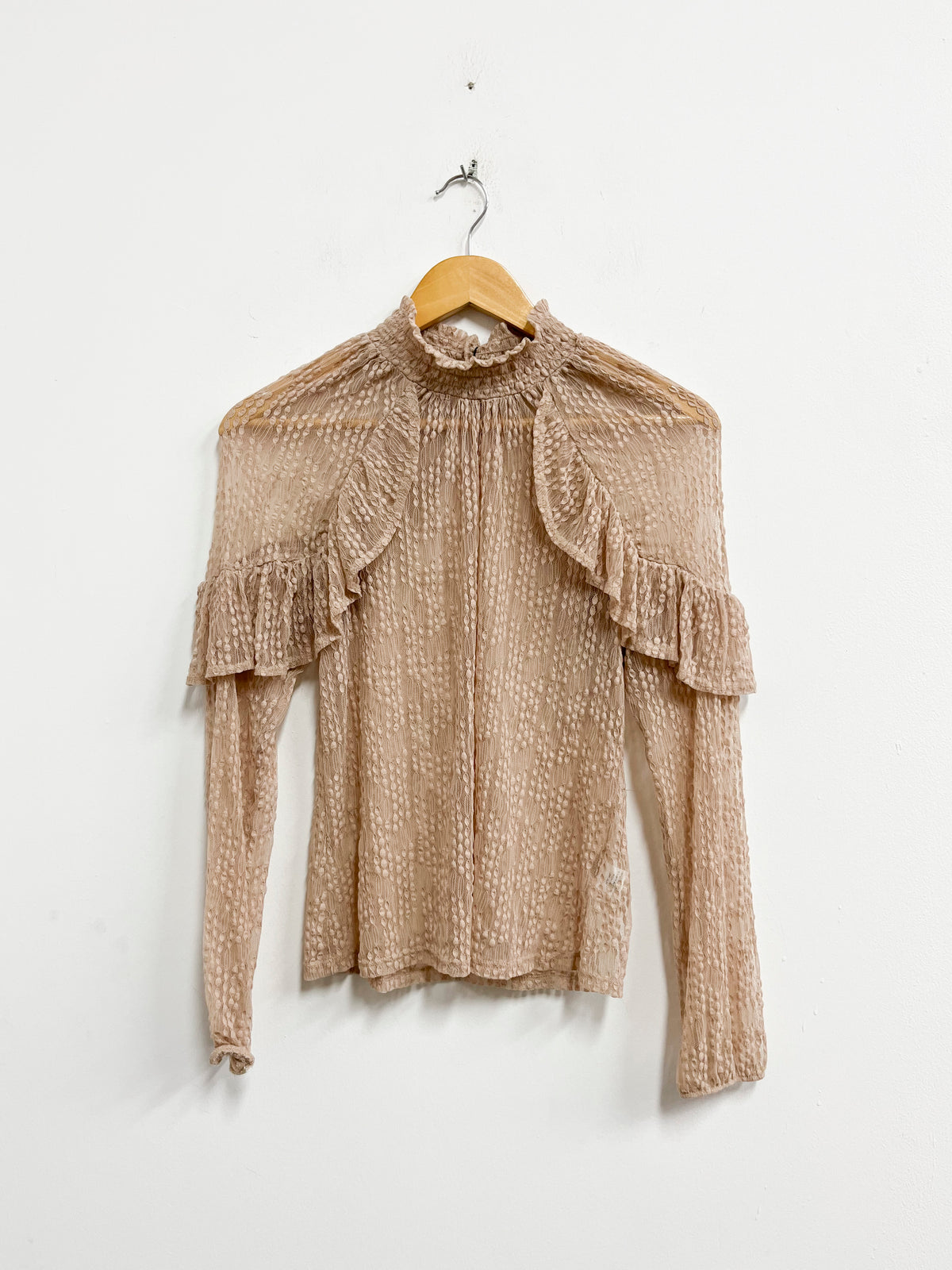 Blusa nude de encarje - Haute Mode - Talla S