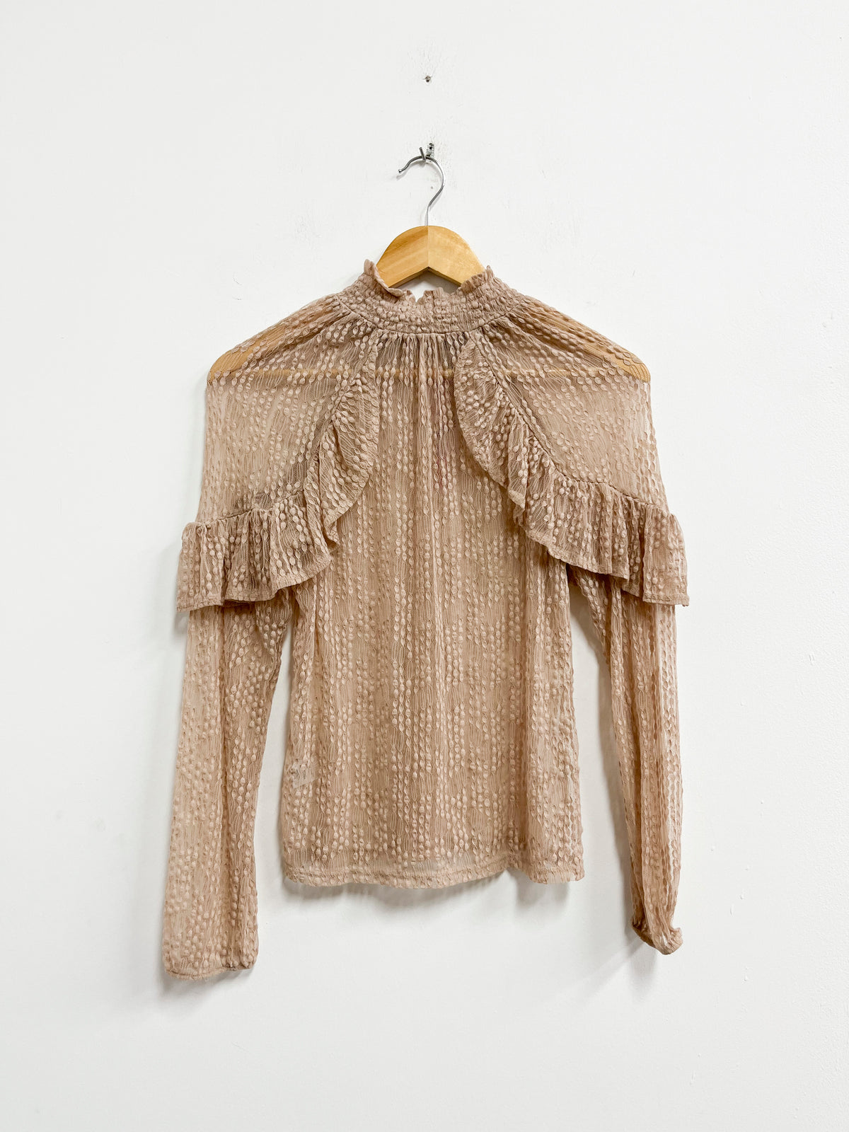 Blusa nude de encarje - Haute Mode - Talla S