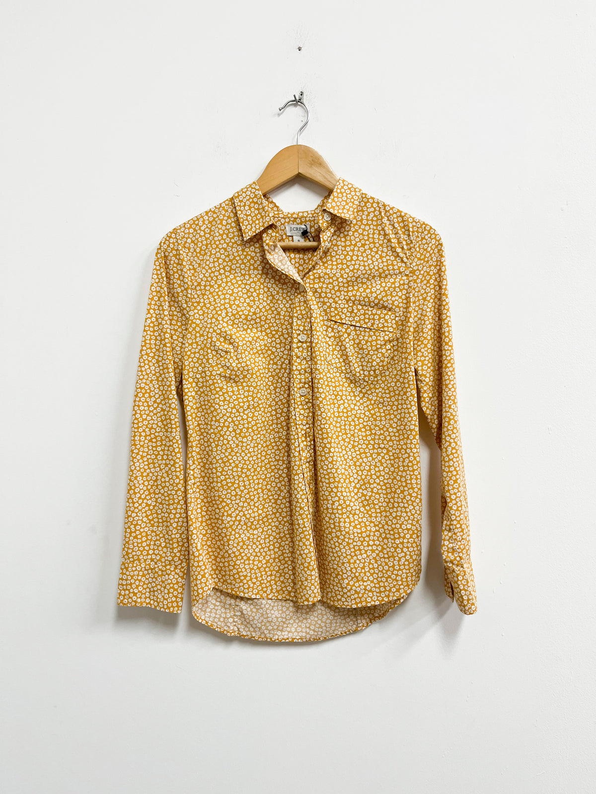 Blusa amarilla flores blancas - J.Crew - Talla S