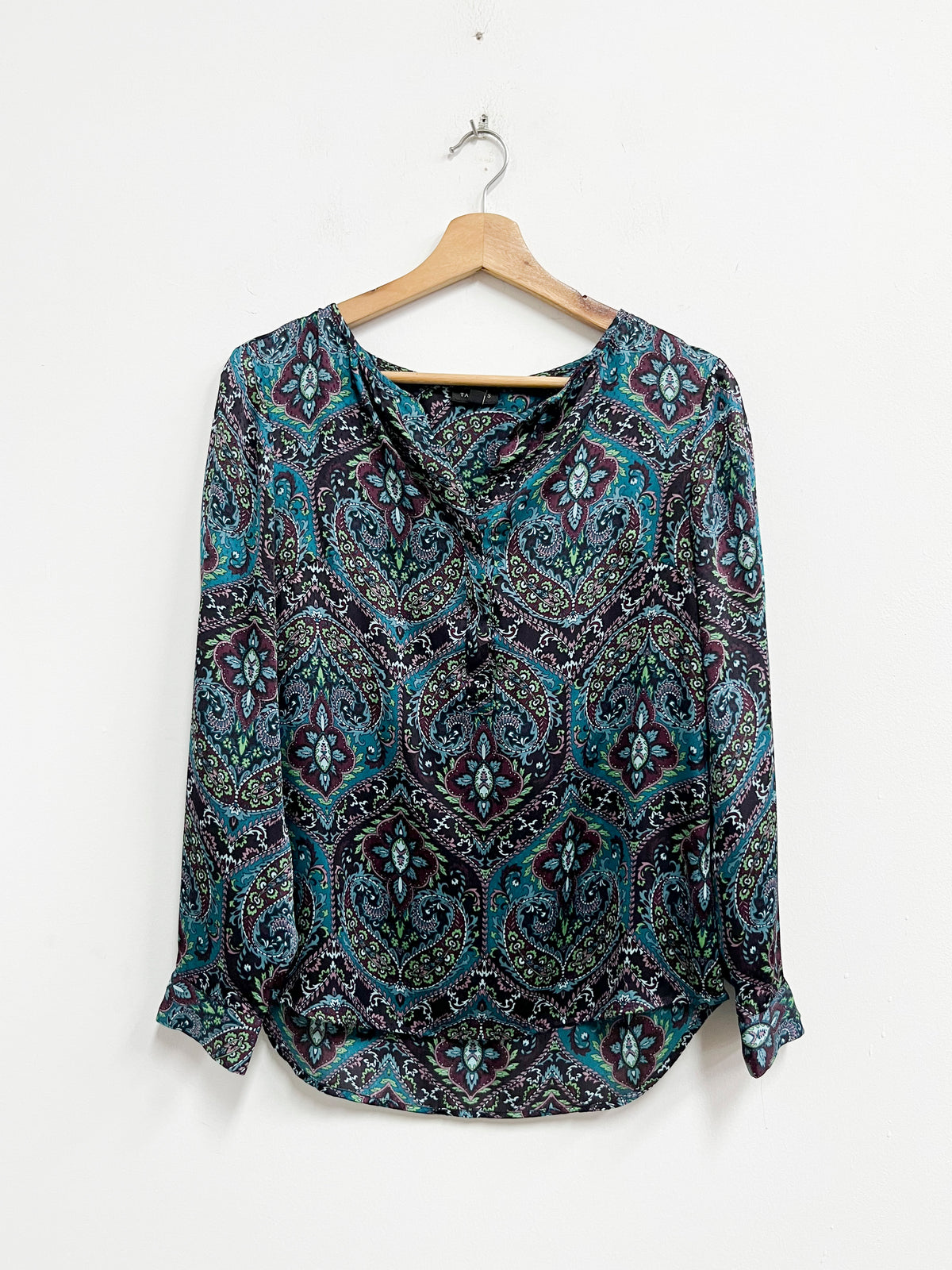 Blusa estampada de mandalas guinda y azul - Talbots - Talla S