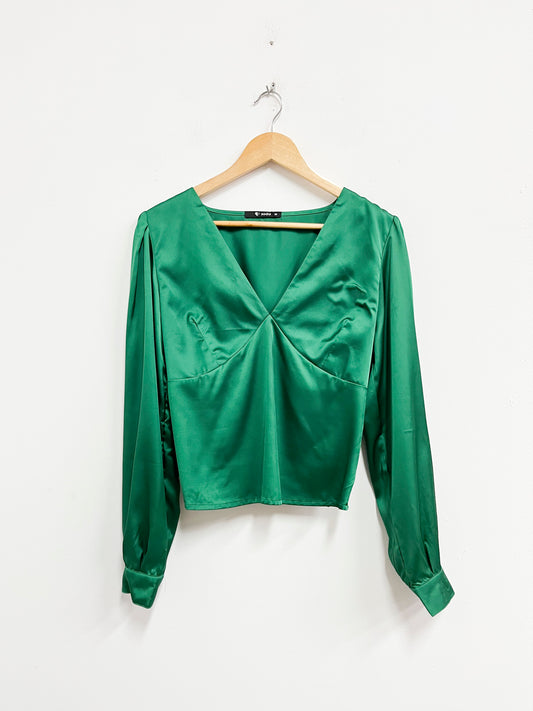 Blusa verde satinada - Soda - Talla M