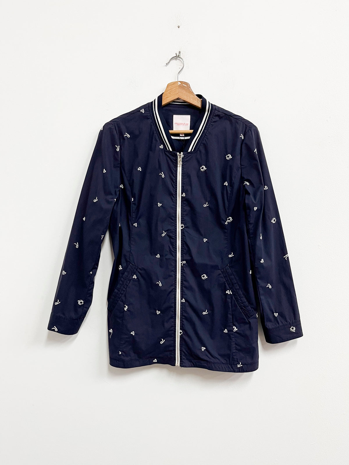 Casaca azul marino con bordados blancos - Crocodile Ladies - Talla S
