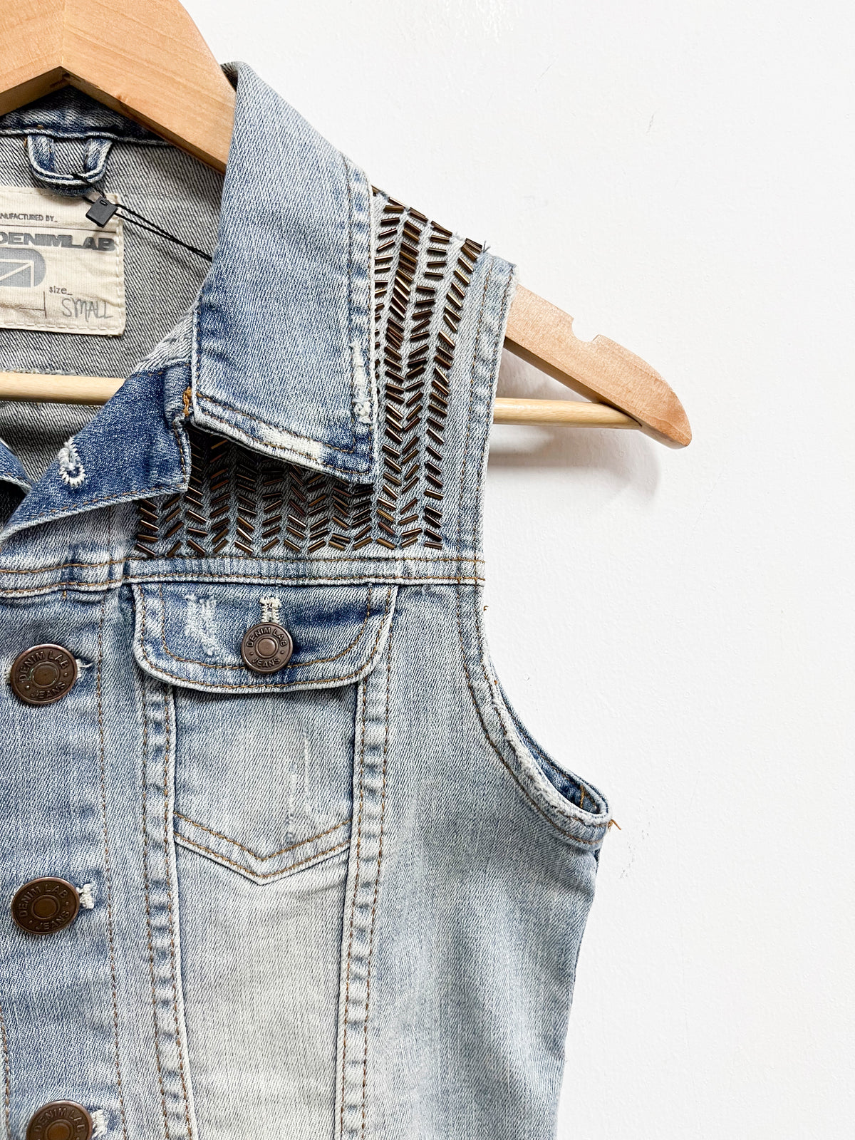 Chaleco denim con mostacillas - Denimlab - Talla S