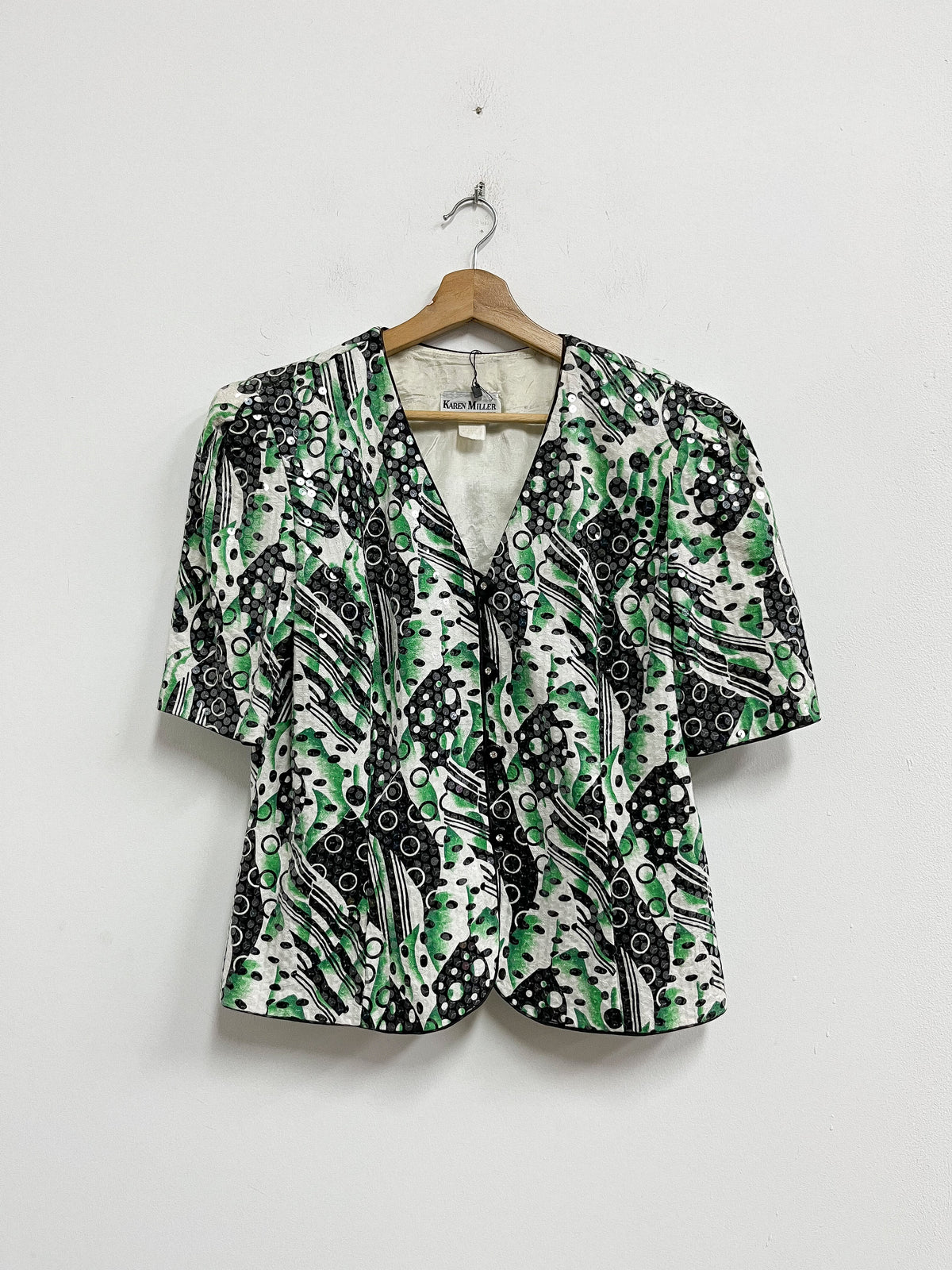 Saco verde con negro y lentejuelas - Karen Miller - Talla L