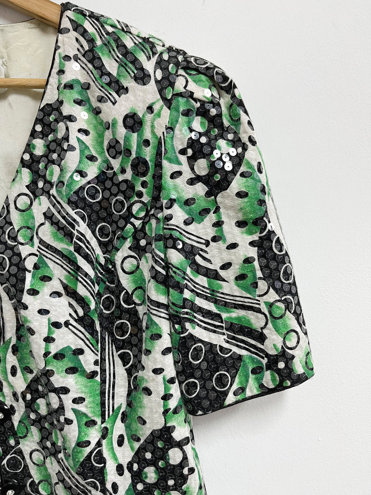 Saco verde con negro y lentejuelas - Karen Miller - Talla L