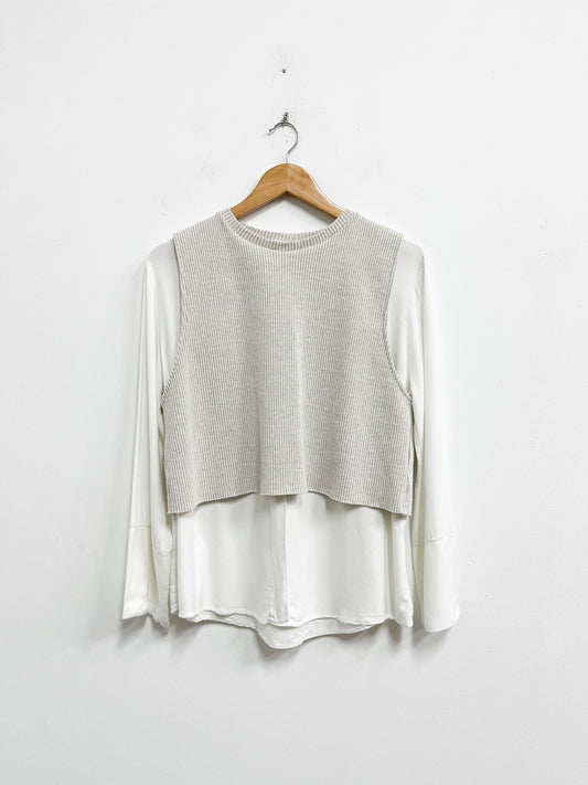 Top manga larga con chaleco - Zara - Talla M