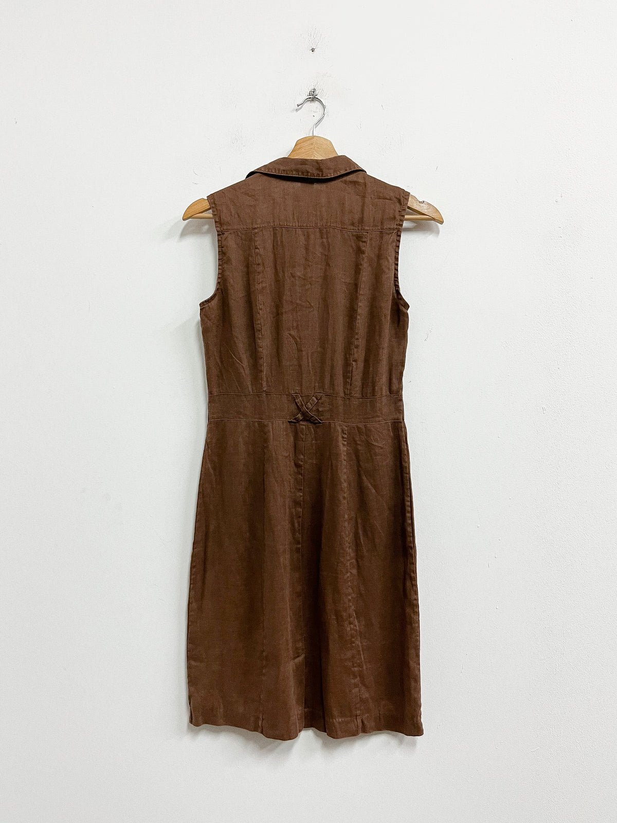 Vestido marrón de lino - HyM - Talla XS