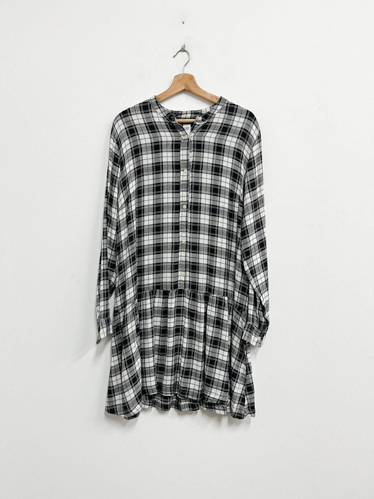 Vestido blanco con negro de cuadros - Gap - Talla XL