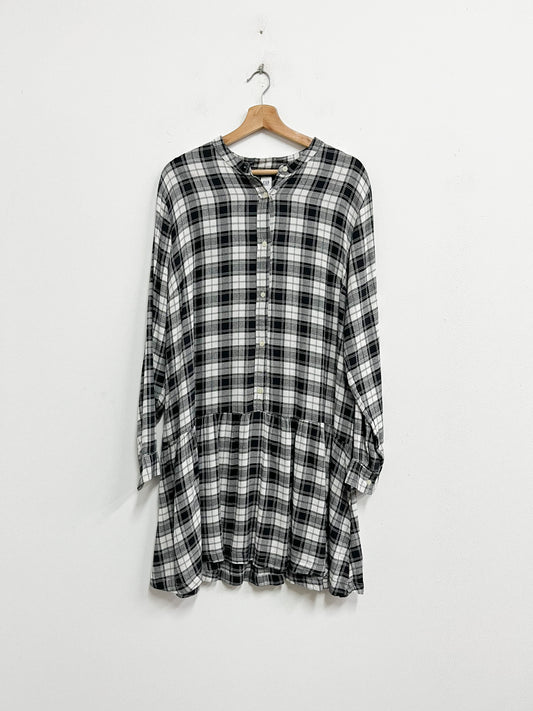 Vestido blanco con negro de cuadros - Gap - Talla XL